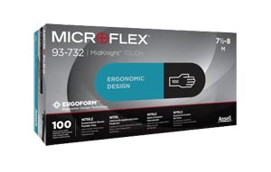 Ansell Microflex Midknight Touch Nitrile Exam Gloves  Black-Large-100-bx-10-bx-cs