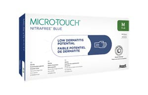 Ansell Micro-Touch Nitrafree Blue  Gloves, Large, Blue, Powder-Free, Non-Sterile, 200