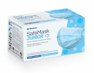 MASK PEDIATRIC EARLOOP LVL1SAFEMASK JR BLU 50/BX 10BX/CS