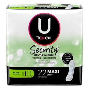 Kimberly-Clark Consumer Kimberly-Clark Feminine Care Products  U by Kotex Maxi Pads, Premium, Long, Super, 22/pk,