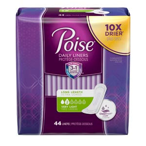 Kimberly-Clark Consumer Kimberly-Clark Poise Liners  Liners, Very Light, Long, 44/pk, 6 pk/cs