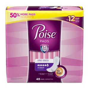 Kimberly-Clark Consumer Kimberly-Clark Poise Pads  e Ultimate Pads, Long, 45/pk, 2 pk/cs