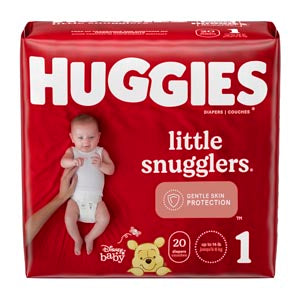 Kimberly-Clark Consumer Kimberly-Clark Huggies Little Snugglers Diapers  Little Snugglers, Size 1, 20/pk, 12 pk/cs