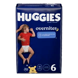 Kimberly-Clark Consumer Kimberly-Clark Huggies Overnites  Size 6, Jumbo Pack, 15/pk, 4 pk/cs