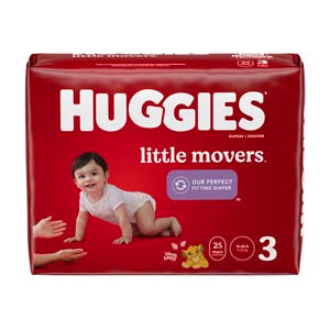 Kimberly-Clark Consumer Kimberly-Clark Huggies Little Movers Diapers  Size 3, Jumbo Pack, 25/pk, 4 pk/cs