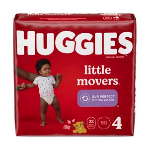 Kimberly-Clark Consumer Kimberly-Clark Huggies Little Movers Diapers  Size 4, Jumbo Pack, 22/pk, 4 pk/cs