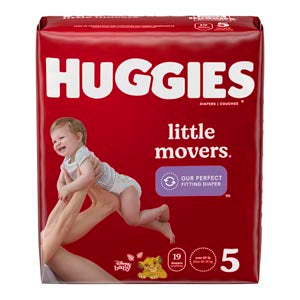 Kimberly-Clark Consumer Kimberly-Clark Huggies Little Movers Diapers  Size 5, Jumbo Pack, 19/pk, 4 pk/cs