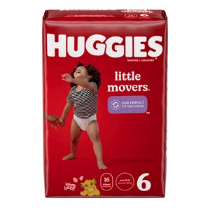 Kimberly-Clark Consumer Kimberly-Clark Huggies Little Movers Diapers  Size 6, Jumbo Pack, 16/pk, 4 pk/cs