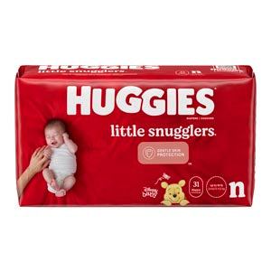 Kimberly-Clark Consumer Kimberly-Clark Huggies Little Snugglers Diapers  Little Snugglers, Newborn, Jumbo Pack, 31/pk, 4 pk