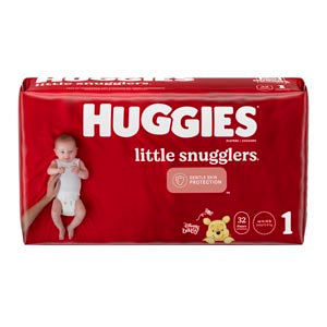 Kimberly-Clark Consumer Kimberly-Clark Huggies Little Snugglers Diapers  Little Snugglers, Size 1, Jumbo Pack, 32/pk, 4 pk/