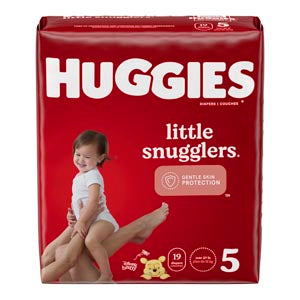 Kimberly-Clark Consumer Kimberly-Clark Huggies Little Snugglers Diapers  Little Snugglers, Size 5, Jumbo Pack, 19/pk, 4 pk/