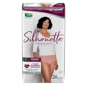 Kimberly-Clark Consumer Kimberly-Clark Depend Silhouette Maximum Briefs  e Underwear, Maximum Absorption, Women, Small, 26/