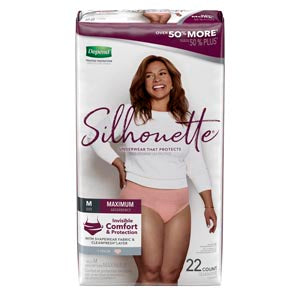 Kimberly-Clark Consumer Kimberly-Clark Depend Silhouette Maximum Briefs  e Underwear, Maximum Absorption, Women, Medium, 22