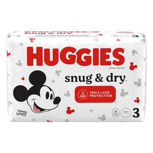 Kimberly-Clark Consumer Kimberly-Clark Huggies Snug & Dry Diapers  r , Size 3, Jumbo Pack, 31/pk, 4 pk/cs