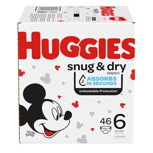 Kimberly-Clark Consumer Kimberly-Clark Huggies Snug & Dry Diapers  r , Size 6, Big Pack, 46/pk, 1 pk/cs