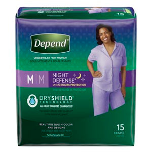 Kimberly-Clark Consumer Kimberly-Clark Depend Protective Underwear  Underwear, Overnight, Medium, Women, 15/pk, 4 pk/c