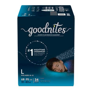 Kimberly-Clark Consumer Kimberly-Clark Goodnites Underpants  Pants, Boy, Large, Giga Pack, 34/pk, 1 pk/cs