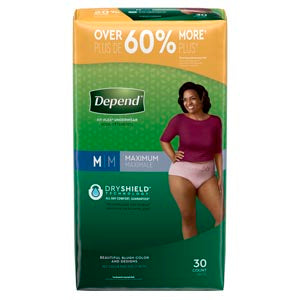 Kimberly-Clark Consumer Kimberly-Clark Depend Protective Underwear  Underwear, Maximum Absorbency, Medium, Women, Blus