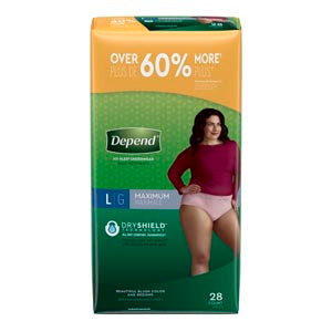Kimberly-Clark Consumer Kimberly-Clark Depend Protective Underwear  Underwear, Maximum Absorbency, Large, Women, Blush