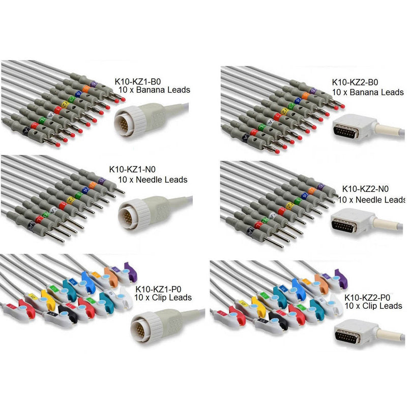 Kenz One Piece EKG Cable  10 Leads Clip - CAS-K10-KZ2-P0