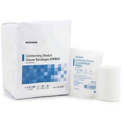 McKesson Conforming Stretch Gauze Bandage  Sterile - 3" - Case (96 Rolls)
