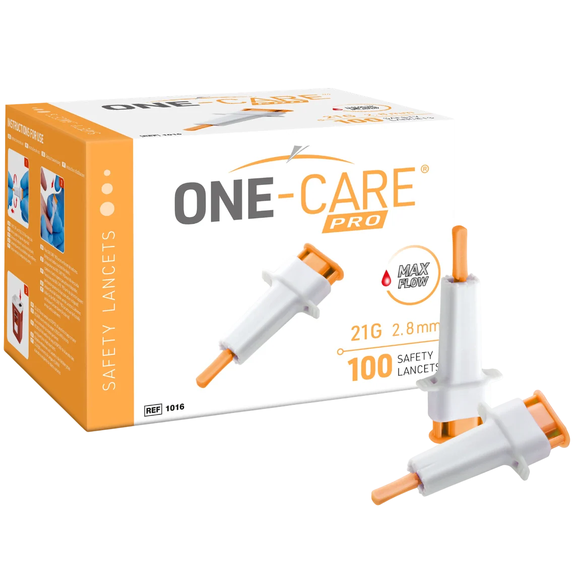 MediVena ONE-CARE PRO Safety Lancet (100/Box)  21 G x 1.8 mm, Blue