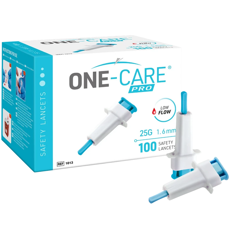 MediVena ONE-CARE PRO Safety Lancet (100/Box)  28 G x 1.5 mm, Pink
