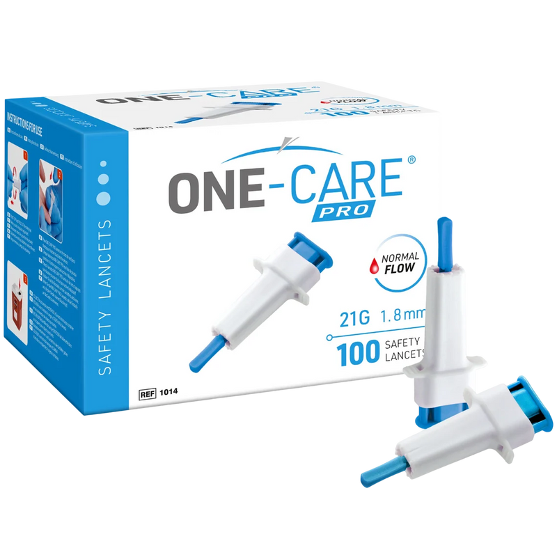 MediVena ONE-CARE PRO Safety Lancet (100/Box)  21 G x 2.4 mm, Green