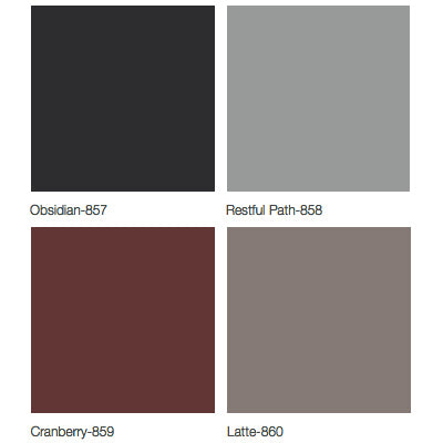 Midmark Raw Upholstery Fabric Colors - Obsidian, Restful Path, Cranberry, Latte