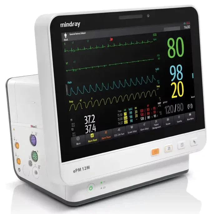 Mindray ePM 12M Patient Monitor  With Masimo SpO2, 2.4/5 GHz Wireless, ST/QT/QTc, a