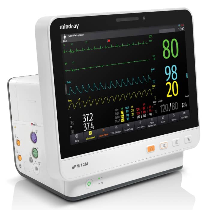 Mindray ePM 12M Patient Monitor  with-2.4-5-GHz-wireless-3-5-lead-ECG-arrhythmia-an