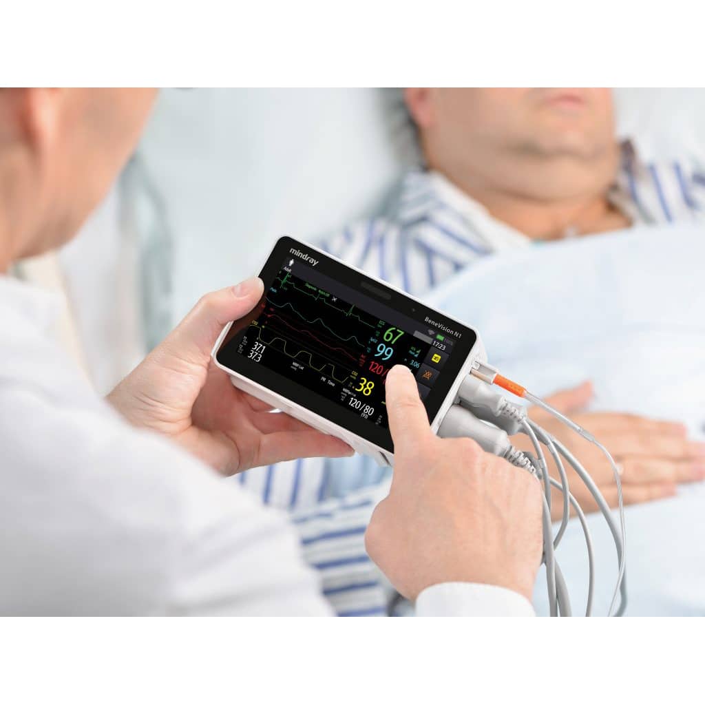 Doctor Checking Vitals on the Mindray N1 Monitor with Masimo SET SpO2 Module