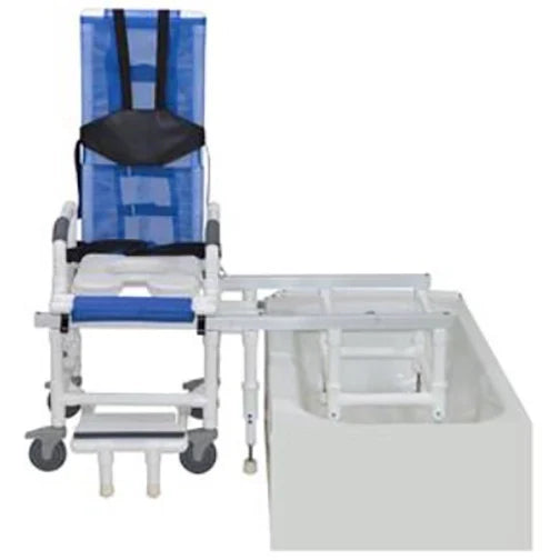 MJM International 100 Series Dual Shower/Transferchair with Tilt Slider and Deluxe Elongated Open Front Soft Seat