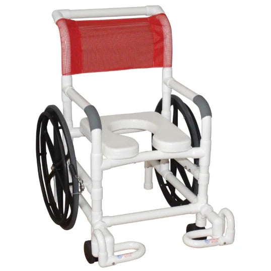 MJM International 100 Series Multi-Purpose Shower Chair  Open Front Soft Seat (with Indivudual Footrest), 3