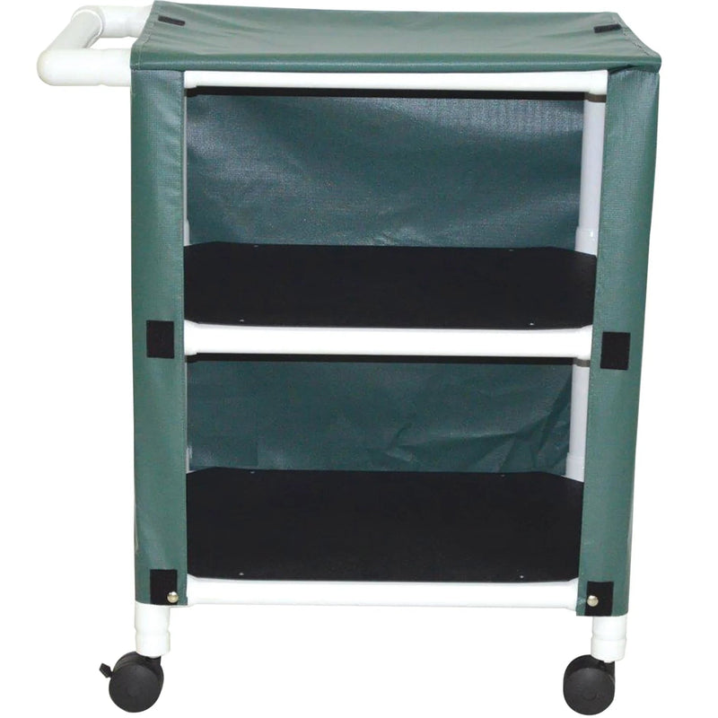 MJM International 2-Shelf Utility Linen Cart with Cover  Designer Mesh - Wineberry