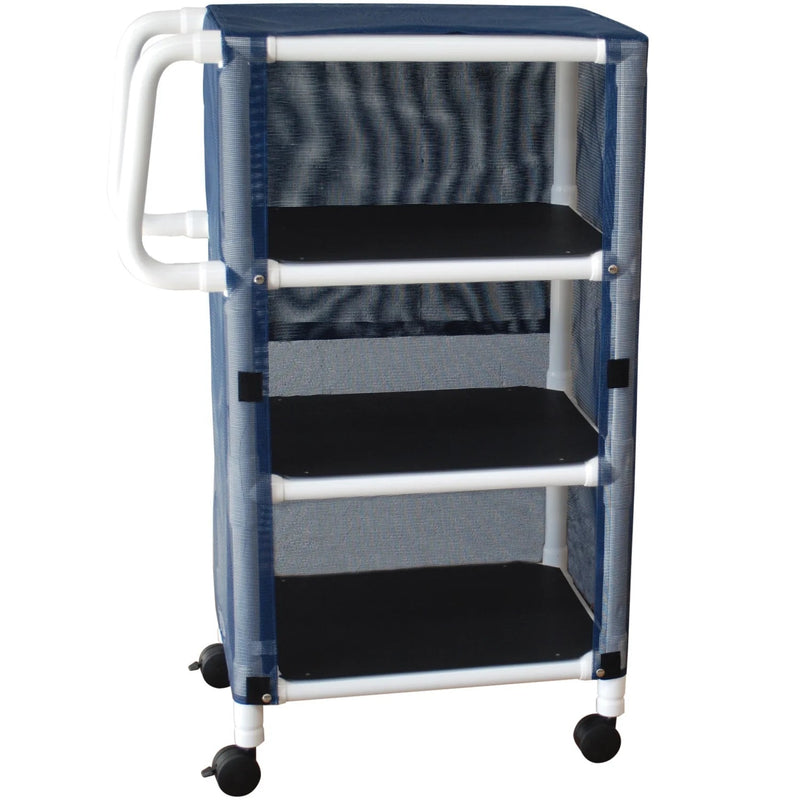 MJM International 3-Shelf Utility Linen Cart with Cover  Designer Mesh - Wineberry