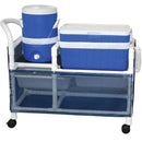MJM International 800 Series Hydration / Ice Cart with 48 Quart Ice Chest, 5 Gallon Water Cooler, and Skirt Cover Panels  830-WH - White (Solid Vinyl Only)