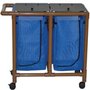 MJM International Woodtone Double Bag Hamper  With Foot Pedal - Designer Mesh - Wineberry