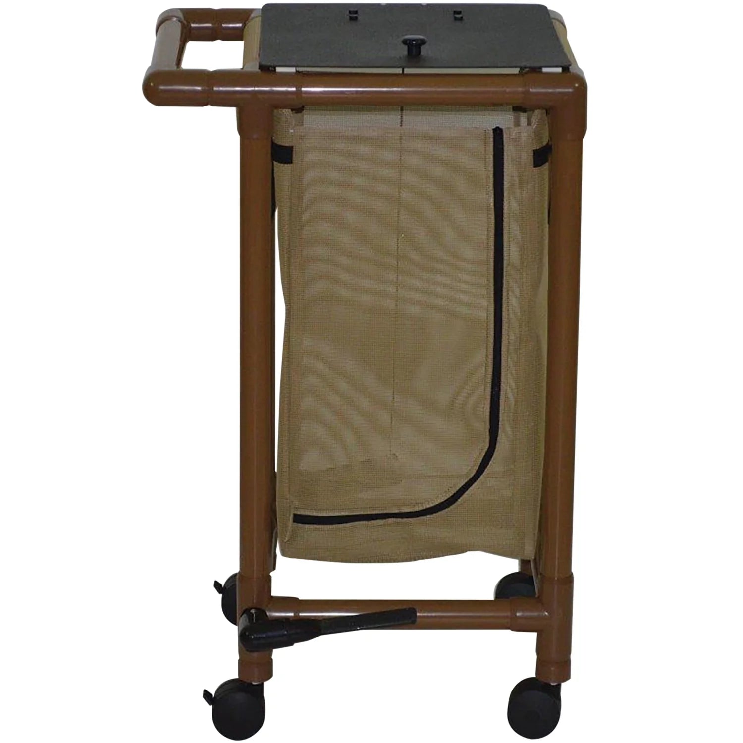 MJM International Woodtone Single Bag Hamper  With Foot Pedal - Designer Mesh - Wineberry