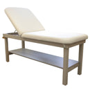 OakWorks 30" Wide Powerline Table with Backrest Top and 2.5" Comfort Padding  with Natural Finish, Storage Shelf, and Blue Grass