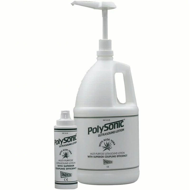 Parker Polysonic Ultrasound Lotion - 3.8 Liter Bottle with Refillable Dispenser and Pump with Aloe Vera