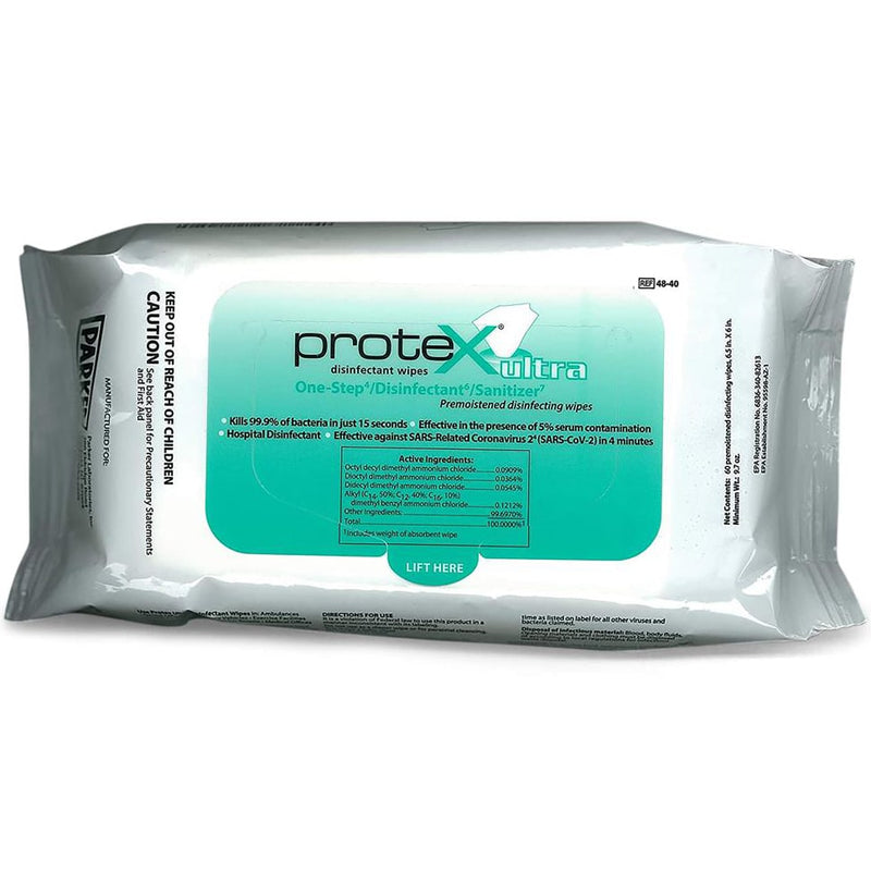 Parker Protex Ultra Disinfectant Wipes  Softpack (Case of 24) - 6.5" x 6"