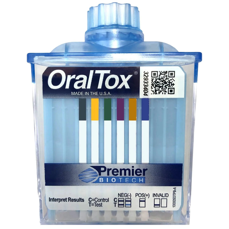 Premier Biotech OralTox Rapid Oral Fluid Drug Test (25/Case)  6 Panel: AMP (Amphetamines), COC (Cocaine), MET (M