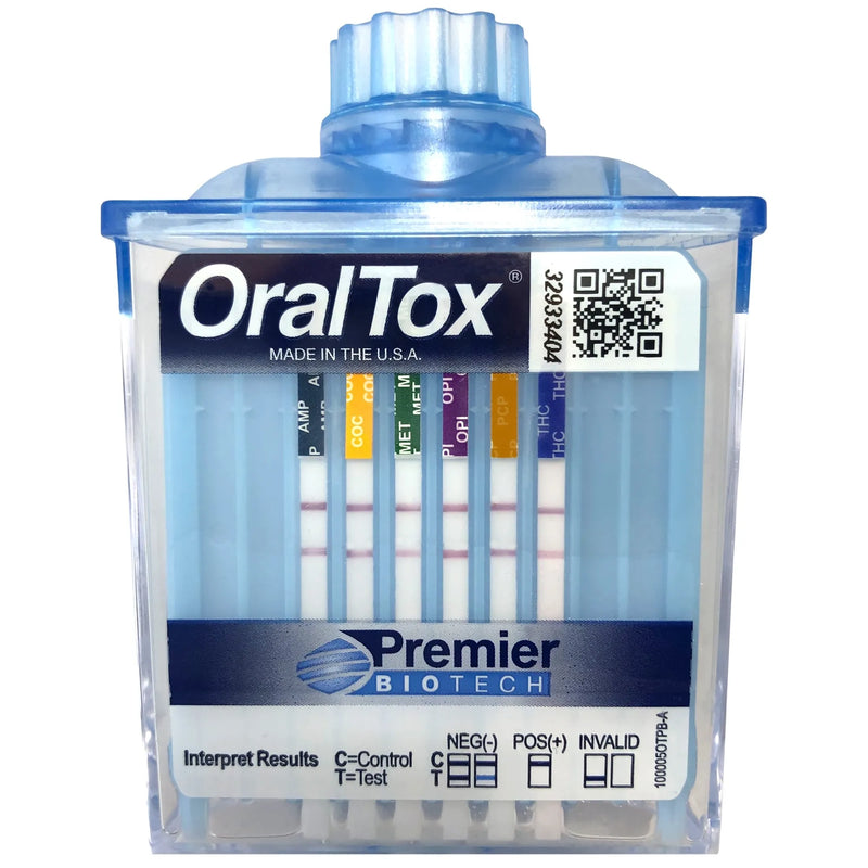 Premier Biotech OralTox Rapid Oral Fluid Drug Test - 6 Panel (AMP, COC, MET, OPI, OXY, THC)