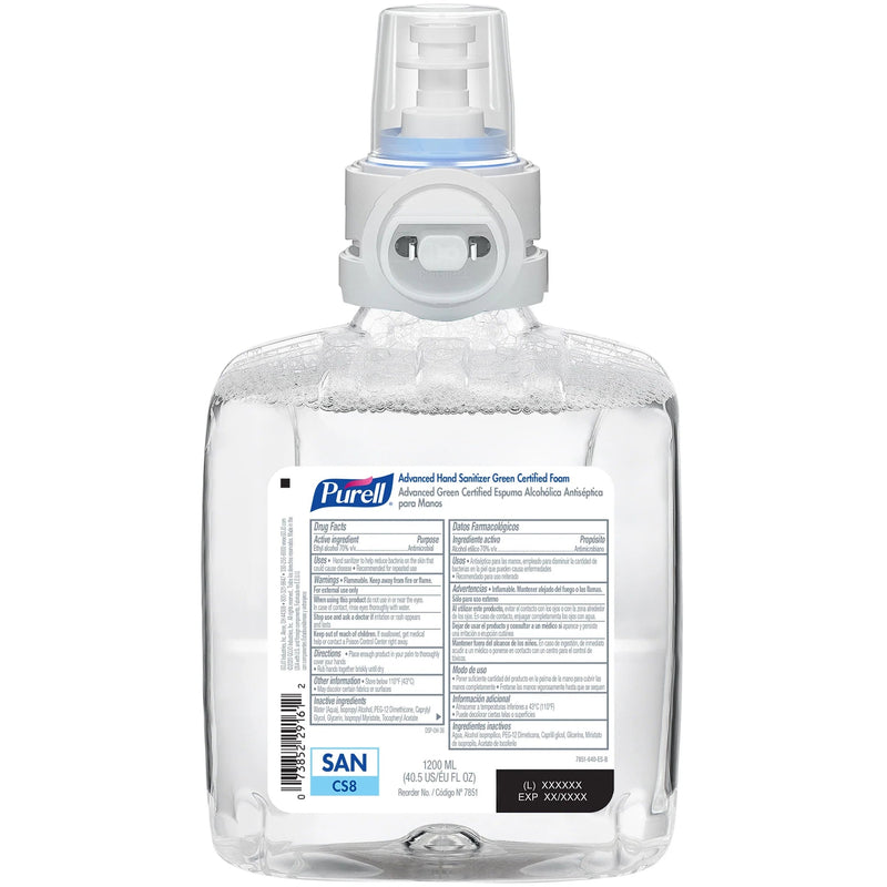 PURELL Advanced Hand Sanitizer Green Certified Foam Refill  For CS8 (2/Case)