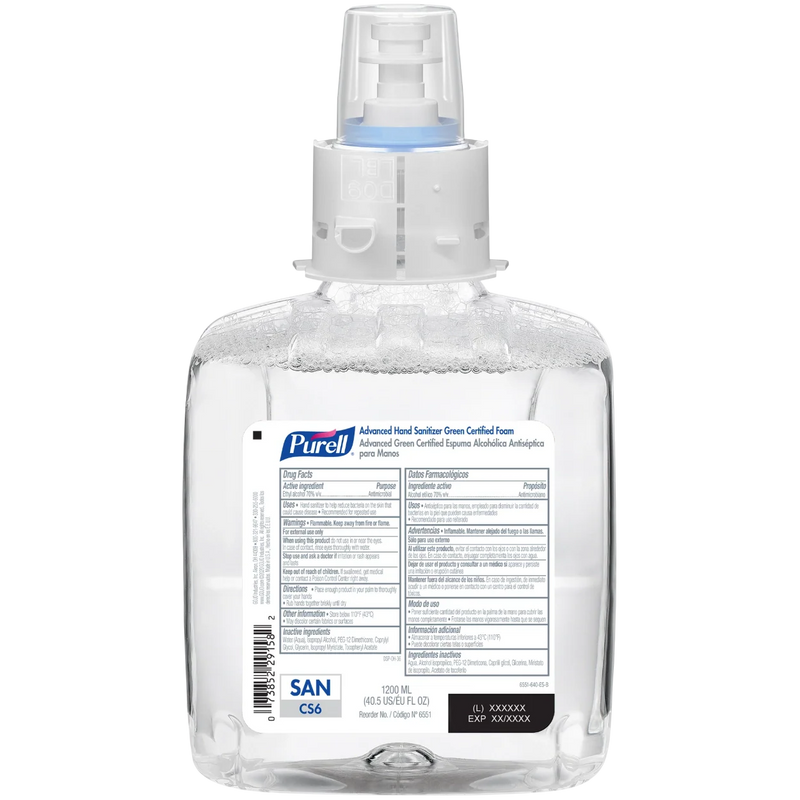PURELL Advanced Hand Sanitizer Green Certified Foam Refill  For CS6 (2/Case)