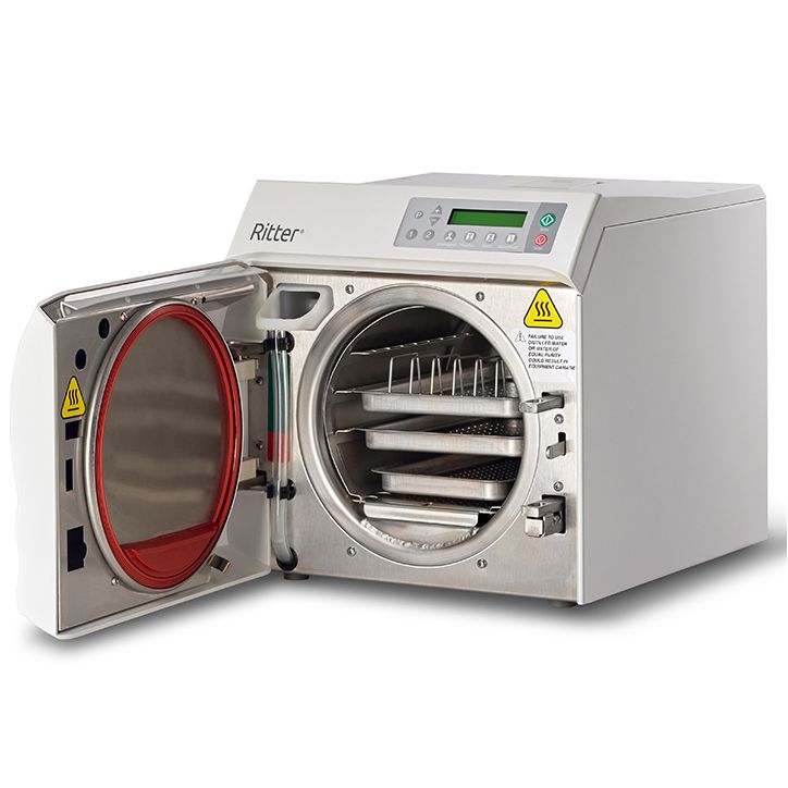 Ritter M9 Steam Sterilizer door open with rack