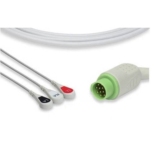 Schiller One Piece ECG Cable  3 Leads Snap