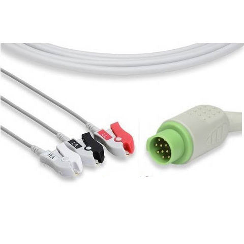 Schiller One Piece ECG Cable  3 Leads Clip