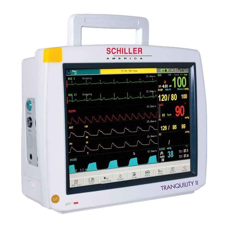 Schiller Tranquility II Patient Monitor with ISA Side Stream Analyzer  Monitor with Built-In Printer, ETCO2, CO2, N2O, 5A